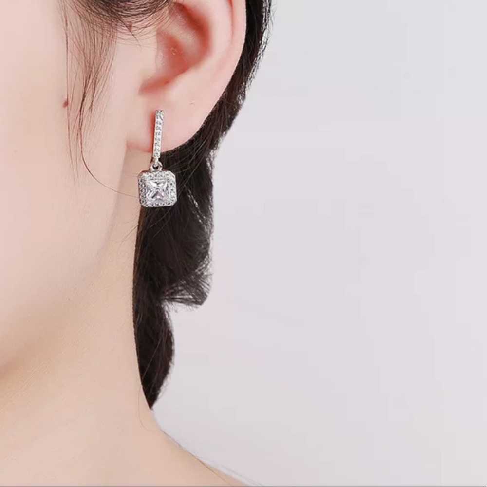 🌟Fancy Square Sterling Silver Earrings - Picture 4 of 4